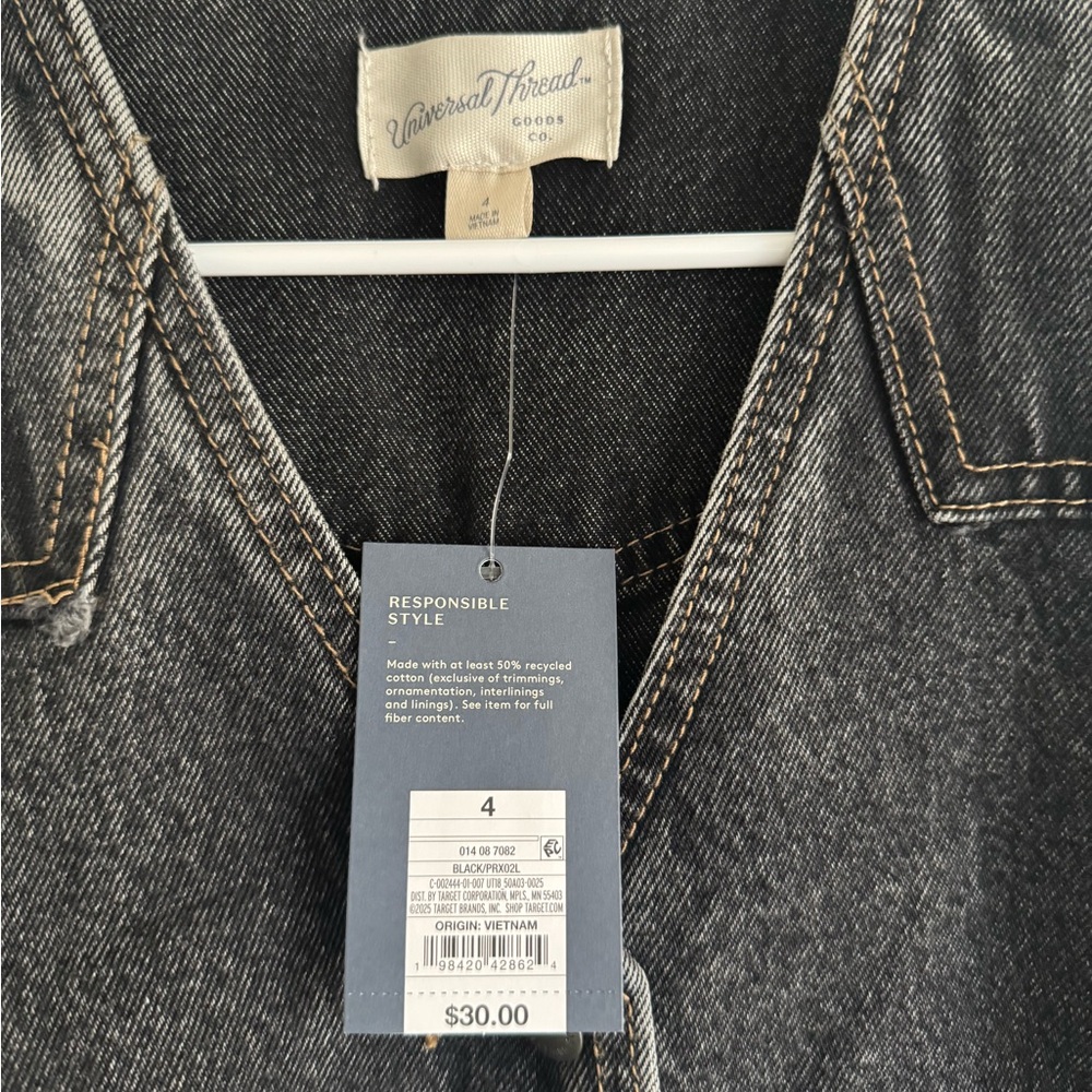 Universal Thread Black Denim Button Vest Size 4 N… - image 3